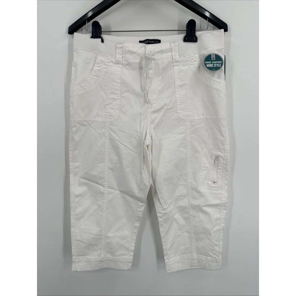 Lee Women's Capri Pants Size 16 White Relaxed Fit Cotton Stretch Drawstring NEW